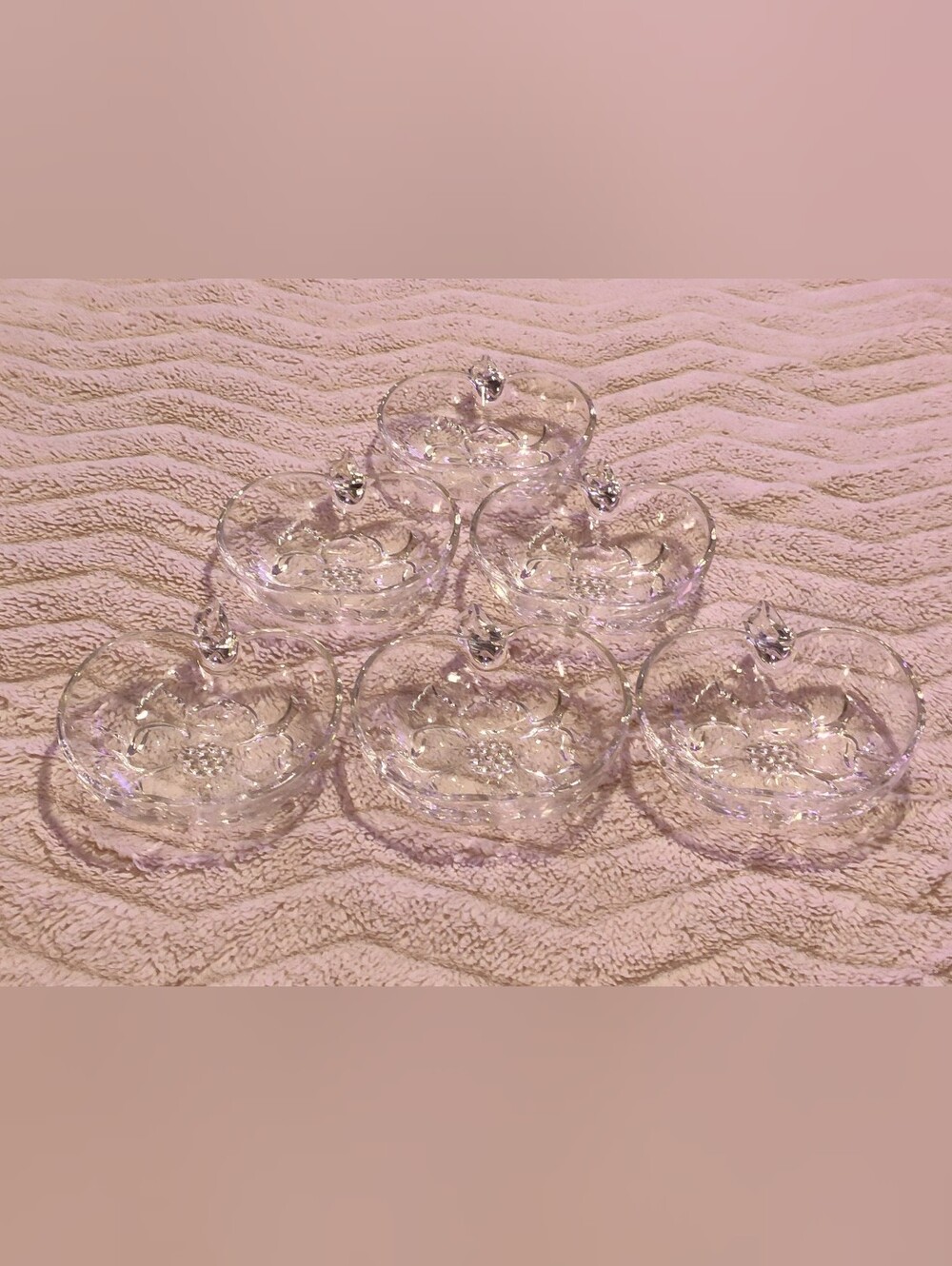 Vintage! Clear Glass Apple-Shaped Serving Dishes - Set of 6